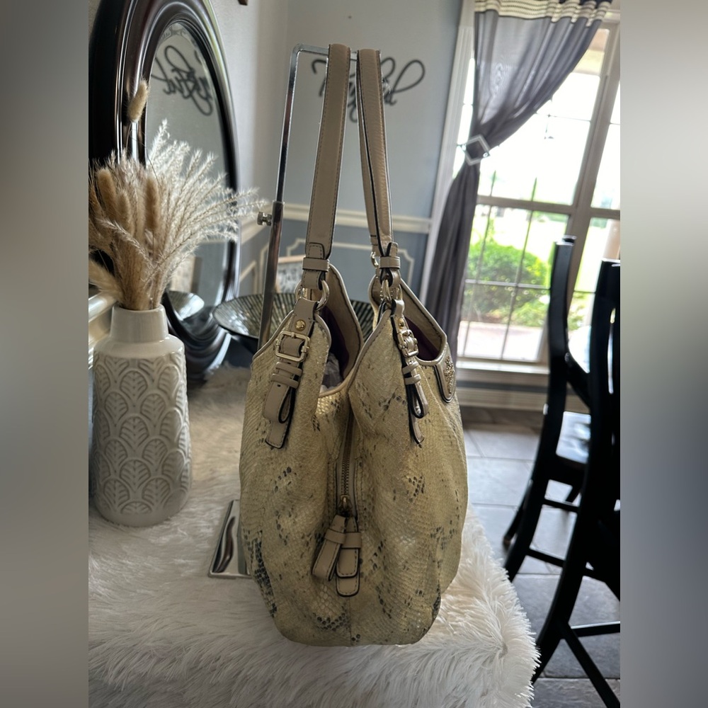 Euc Coach Madison Python Embossed Maggie Shoulder… - image 4